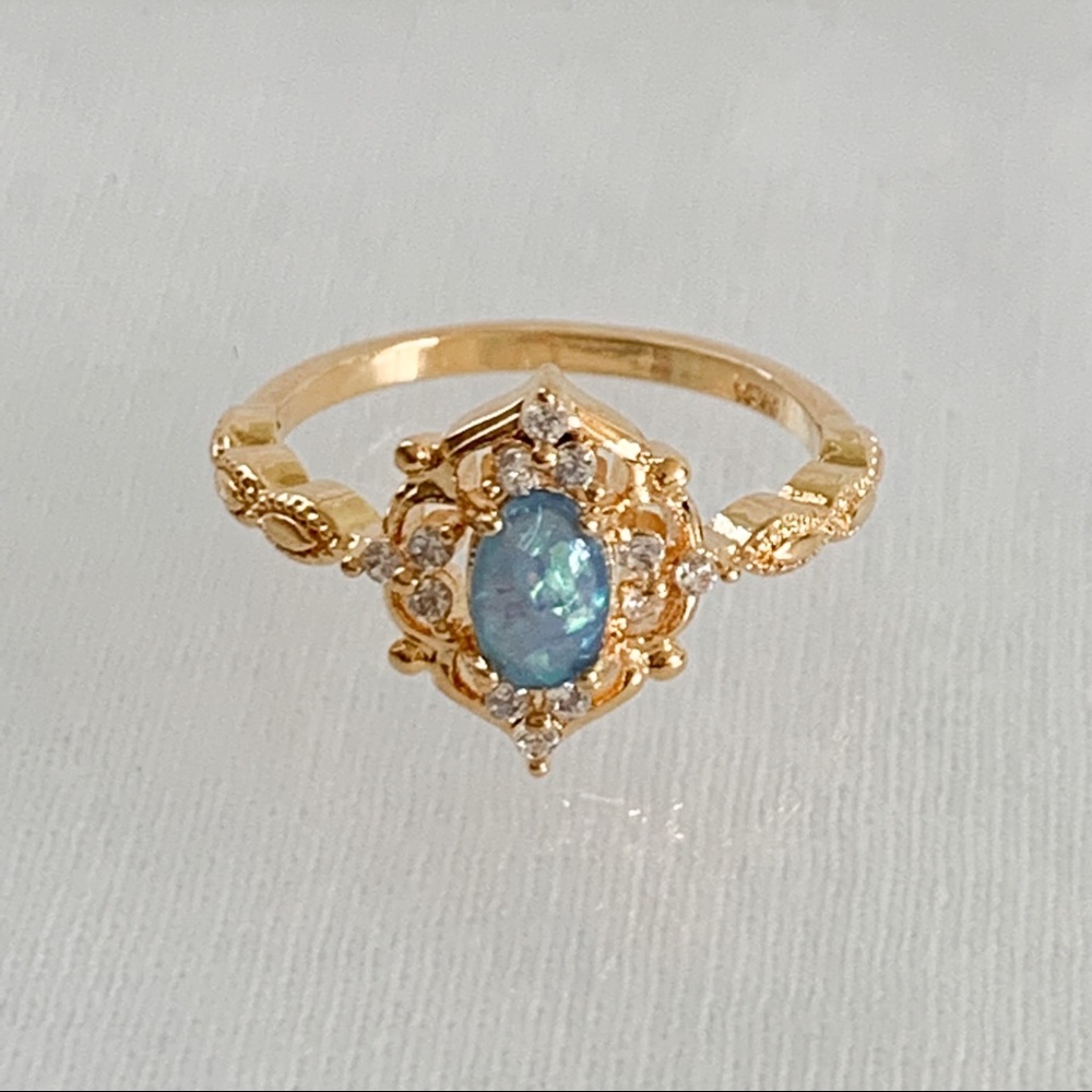 Gold Plated Blue Opal Ring